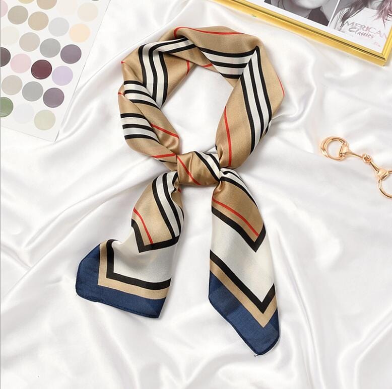 Cap Point Navy Blue / One size Winnie Multifunction Polyester Silk Square Wrap Shawl Scarf