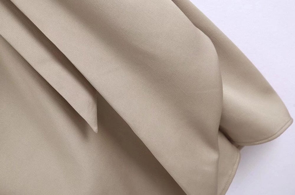 Cap Point Perline High Waist Knotted Gathered Front Slit Midi Skirt