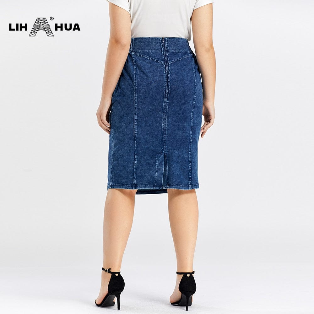 Cap Point Prisca Denim Spring Elastic Fashion Casual Knit Skirt