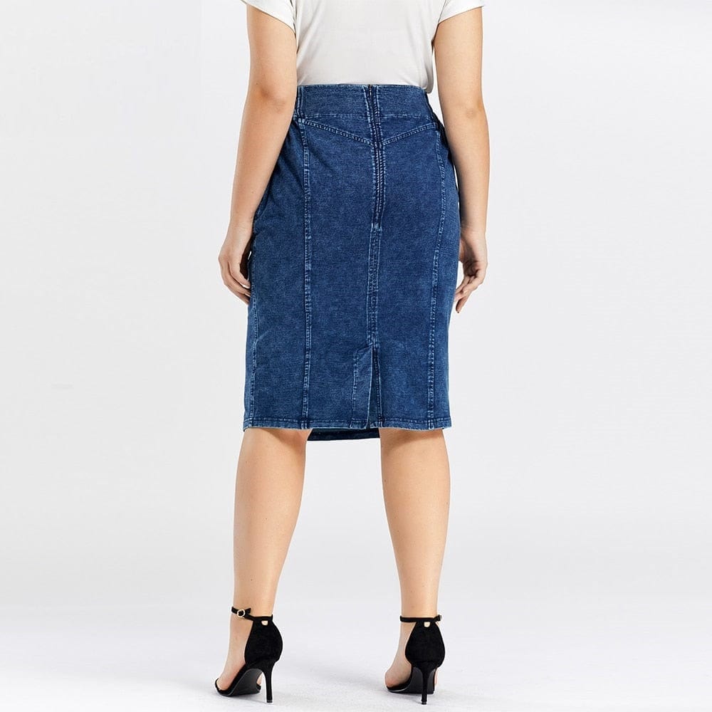 Cap Point Prisca Denim Spring Elastic Fashion Casual Knit Skirt