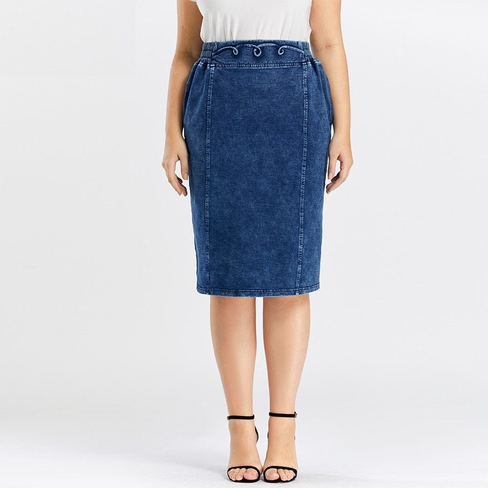 Cap Point Prisca Denim Spring Elastic Fashion Casual Knit Skirt