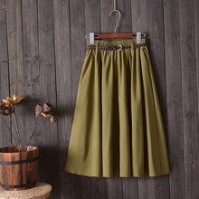 Load image into Gallery viewer, Cap Point 001-Green-Skirt / One Size Serena A-line Preppy Style Solid Skirt With Belt
