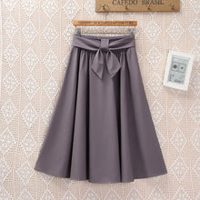 Load image into Gallery viewer, Cap Point 002-Grey-Skirt / One Size Serena A-line Preppy Style Solid Skirt With Belt
