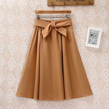 Load image into Gallery viewer, Cap Point 002-Khaki-Skirt / One Size Serena A-line Preppy Style Solid Skirt With Belt
