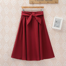 Load image into Gallery viewer, Cap Point 002-Red-Skirt / One Size Serena A-line Preppy Style Solid Skirt With Belt
