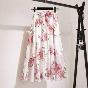 Cap Point 11 / Free size Belline Chiffon Floral Bohemian High Waist Maxi Skirt