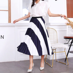 Cap Point 13 / One Size Fashion Pleated Elastic High Waist Mid-Calf Skirt