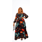 Cap Point 14 / Black New High Waisted Printed Floor Length Round Neck Elegant Dress