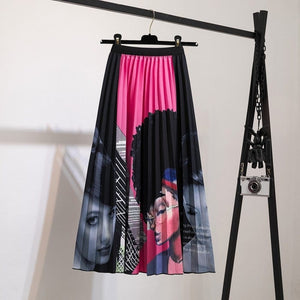 Cap Point 15 / One Size Fashion Pleated Elastic High Waist Mid-Calf Skirt