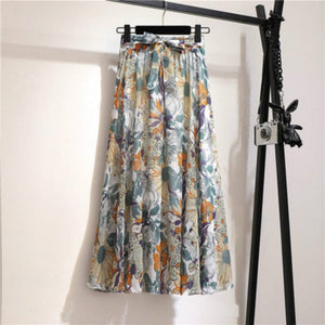 Cap Point 16 / Free size Belline Chiffon Floral Bohemian High Waist Maxi Skirt