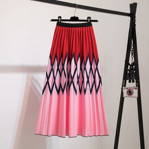 Cap Point 16 / One Size Fashion Pleated Elastic High Waist Mid-Calf Skirt