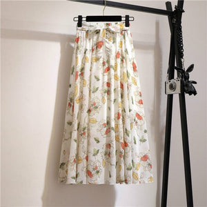 Cap Point 18 / Free size Belline Chiffon Floral Bohemian High Waist Maxi Skirt