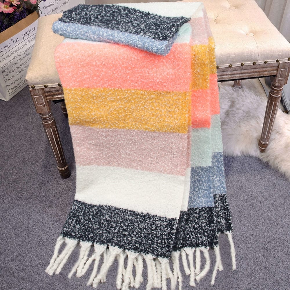 Cap Point 180x70cm24 / One size Winnie Cashmere Plaid Thick Wrap Winter Scarf