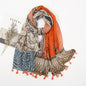 Cap Point 2 Martha Aztec Cashew Floral Tassel Viscose Shawl Scarf