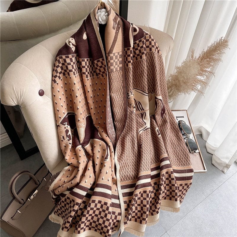 Cap Point 22 Martha plaid cashmere winter warm cloak thick blanket shawl scarf