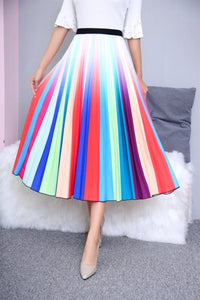 Cap Point 23 / One Size Fashion Pleated Elastic High Waist Mid-Calf Skirt