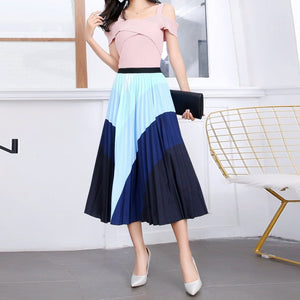 Cap Point 24 / One Size Fashion Pleated Elastic High Waist Mid-Calf Skirt