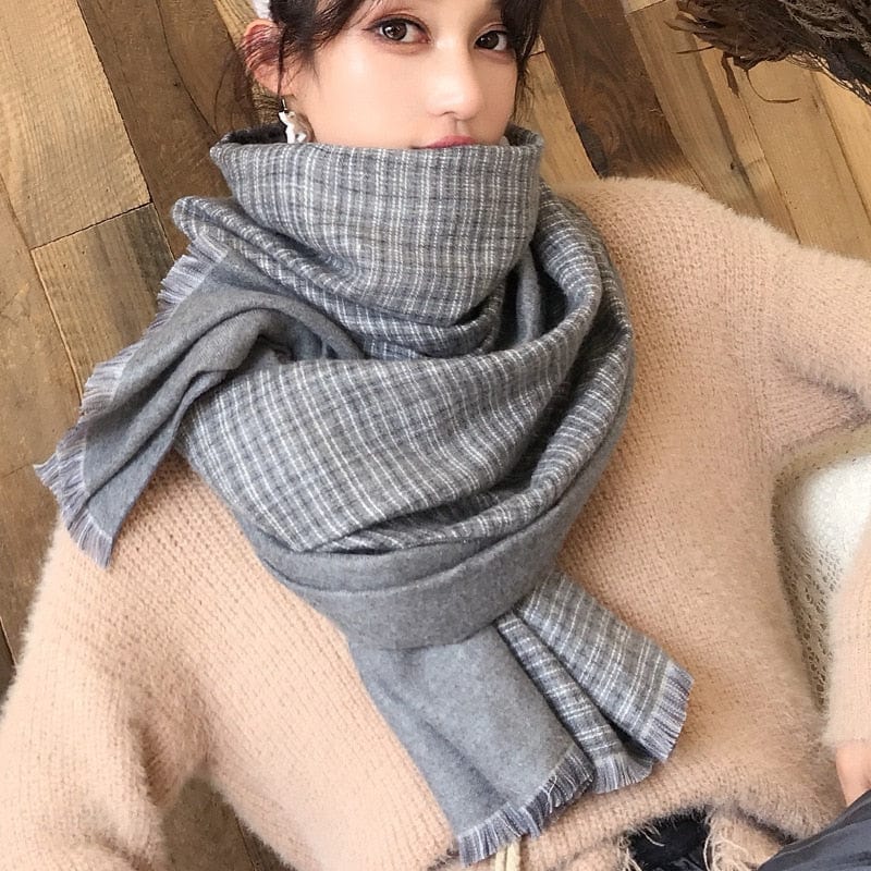 Cap Point 27 Martha plaid cashmere winter warm cloak thick blanket shawl scarf
