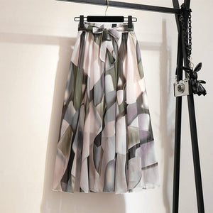 Cap Point 3 / Free size Belline Chiffon Floral Bohemian High Waist Maxi Skirt