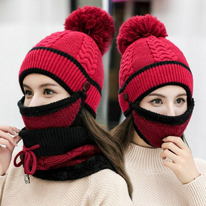 Cap Point 3 Set Women's Knitted Winter Hat