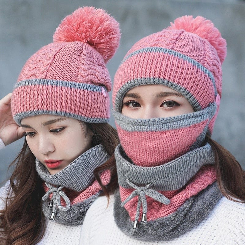 Cap Point 3 Set Women's Knitted Winter Hat