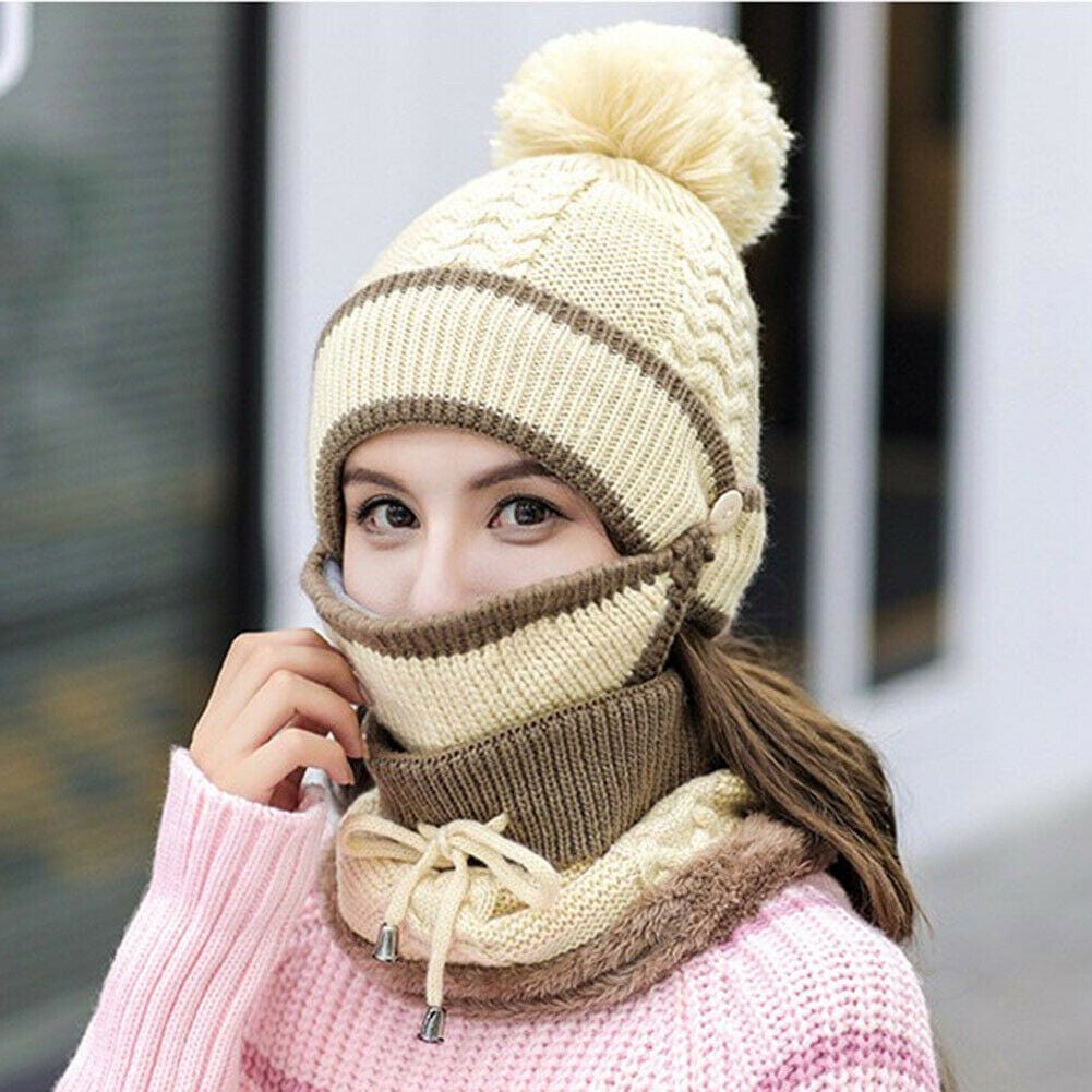 Cap Point 3 Set Women's Knitted Winter Hat