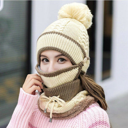 Cap Point 3 Set Women's Knitted Winter Hat