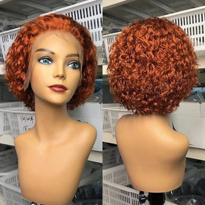 Cap Point 350 / Model Length Maribelle Pixie Cut curl Short Bob Human Hair Lace Wig