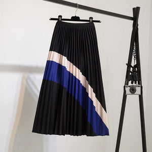 Cap Point 40 / One Size Fashion Pleated Elastic High Waist Mid-Calf Skirt