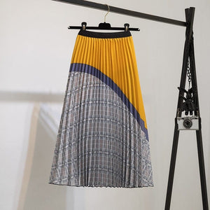 Cap Point 41 / One Size Fashion Pleated Elastic High Waist Mid-Calf Skirt
