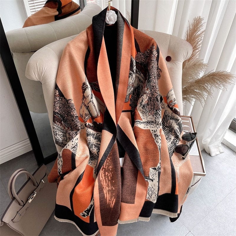Cap Point 46 Martha plaid cashmere winter warm cloak thick blanket shawl scarf