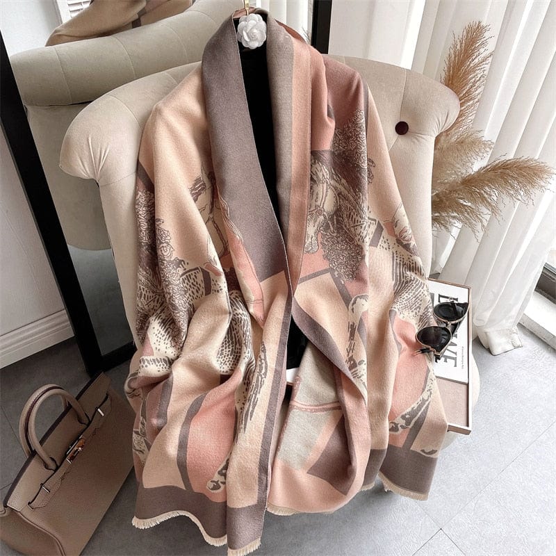 Cap Point 47 Martha plaid cashmere winter warm cloak thick blanket shawl scarf