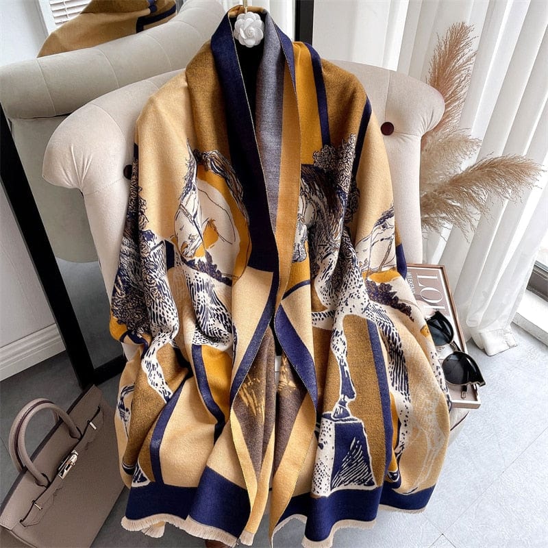 Cap Point 48 Martha plaid cashmere winter warm cloak thick blanket shawl scarf