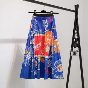 Cap Point 48 / One Size Fashion Pleated Elastic High Waist Mid-Calf Skirt