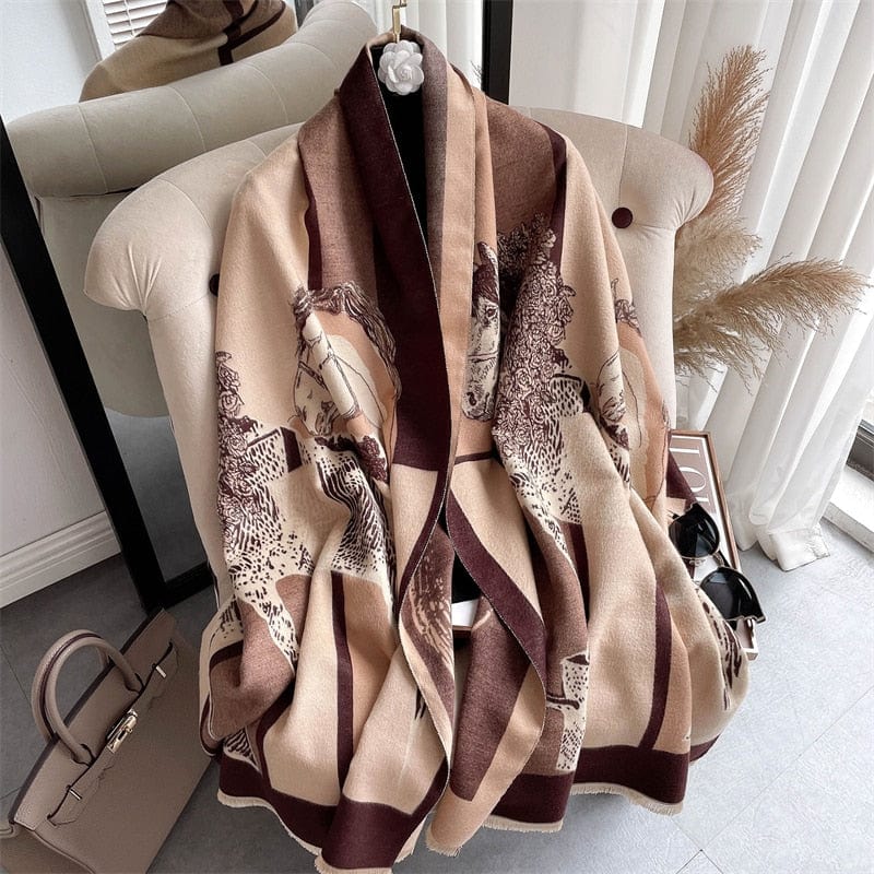 Cap Point 49 Martha plaid cashmere winter warm cloak thick blanket shawl scarf