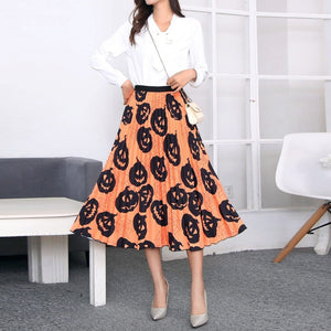 Cap Point 51 / One Size Fashion Pleated Elastic High Waist Mid-Calf Skirt
