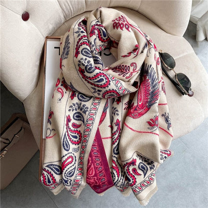Cap Point 56 Martha plaid cashmere winter warm cloak thick blanket shawl scarf