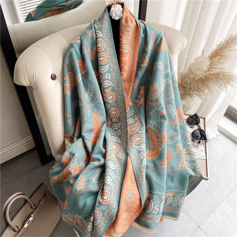 Cap Point 58 Martha plaid cashmere winter warm cloak thick blanket shawl scarf