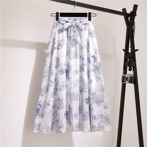 Cap Point 6 / Free size Belline Chiffon Floral Bohemian High Waist Maxi Skirt