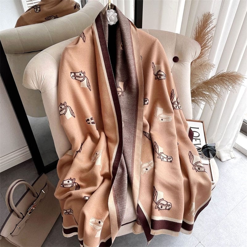 Cap Point 62 Martha plaid cashmere winter warm cloak thick blanket shawl scarf