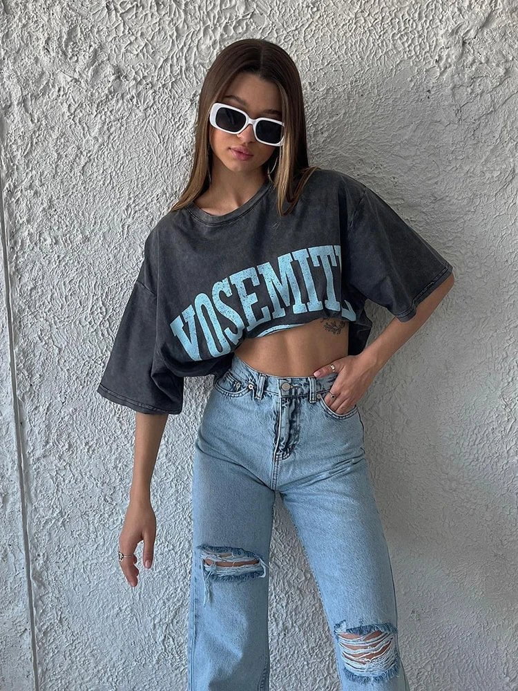 Cap Point Aimee Vintage Cotton Streetwear T-shirt