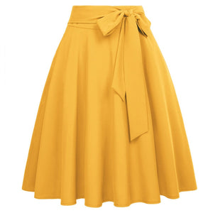 Cap Point Amber / S Perline Belle Poque High Waist Self-Tie Bow-Knot Embellished  A-Line Skirt