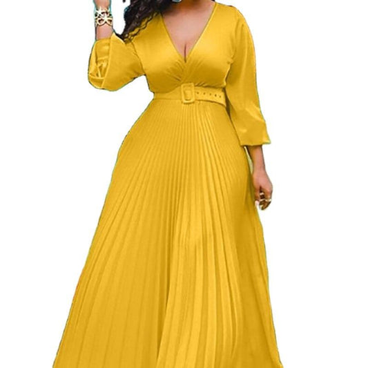 Cap Point Angelina High Waist Elegant Chiffon Vintage Dress