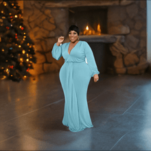 Load image into Gallery viewer, Cap Point Angelina Plus Size Elegant Mermaid Full Sleeve Maxi Dress
