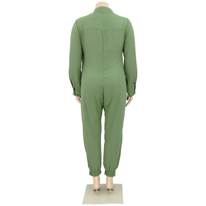 Cap Point Anita Solid V Neck High Waisted Fashion Jumpsuit