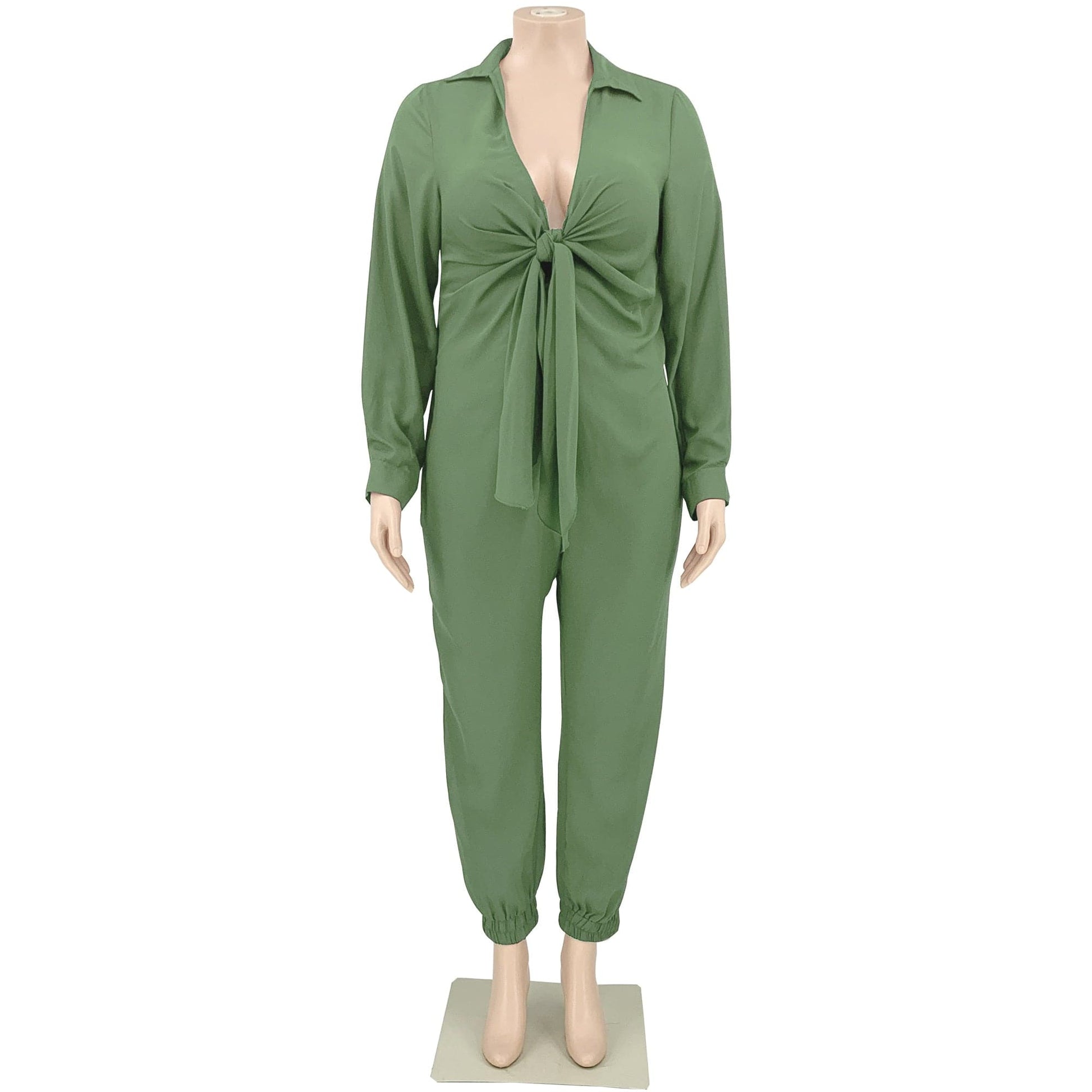 Cap Point Anita Solid V Neck High Waisted Fashion Jumpsuit