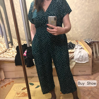 Cap Point Anita Summer Casual Print V-neck Pocket Jumpsuit
