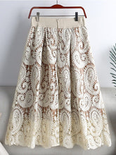 Load image into Gallery viewer, Cap Point Apricot / One Size Elegant Vintage Midi Hollow Out Lace Skirt
