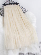 Load image into Gallery viewer, Cap Point Apricot / One Size Emine High waisted ruffled pleated tulle maxi skirt
