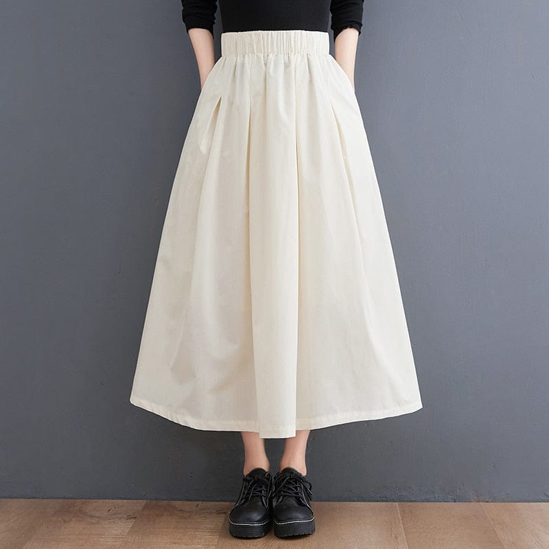 Cap Point Apricot / One Size Serena Vintage Loose High Waist Pleated Skirt